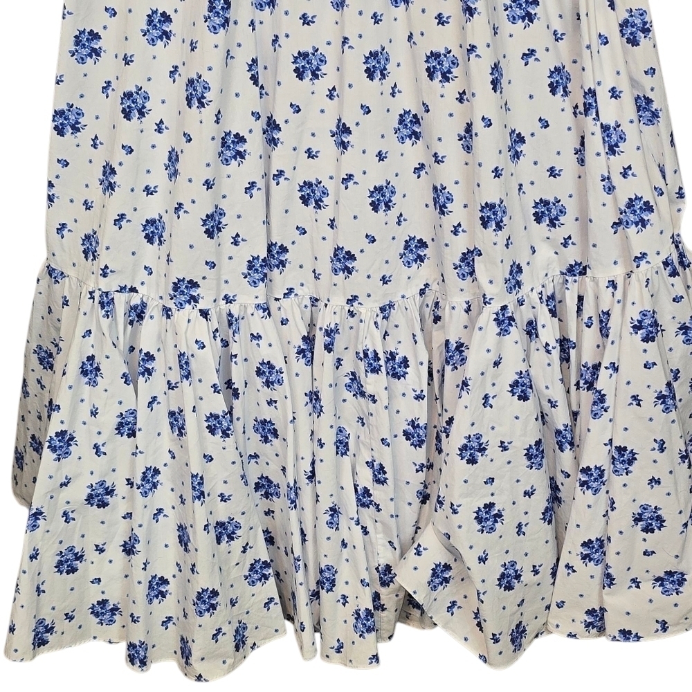 Caroline Constas Gianna Smocked Puff Sleeve Maxi Dress Blue Spot Floral Size XL - Picture 9 of 14